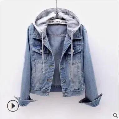 Women's Denim Coat Hooded Single Breasted Button Jackets Pleasant Product Express Inc