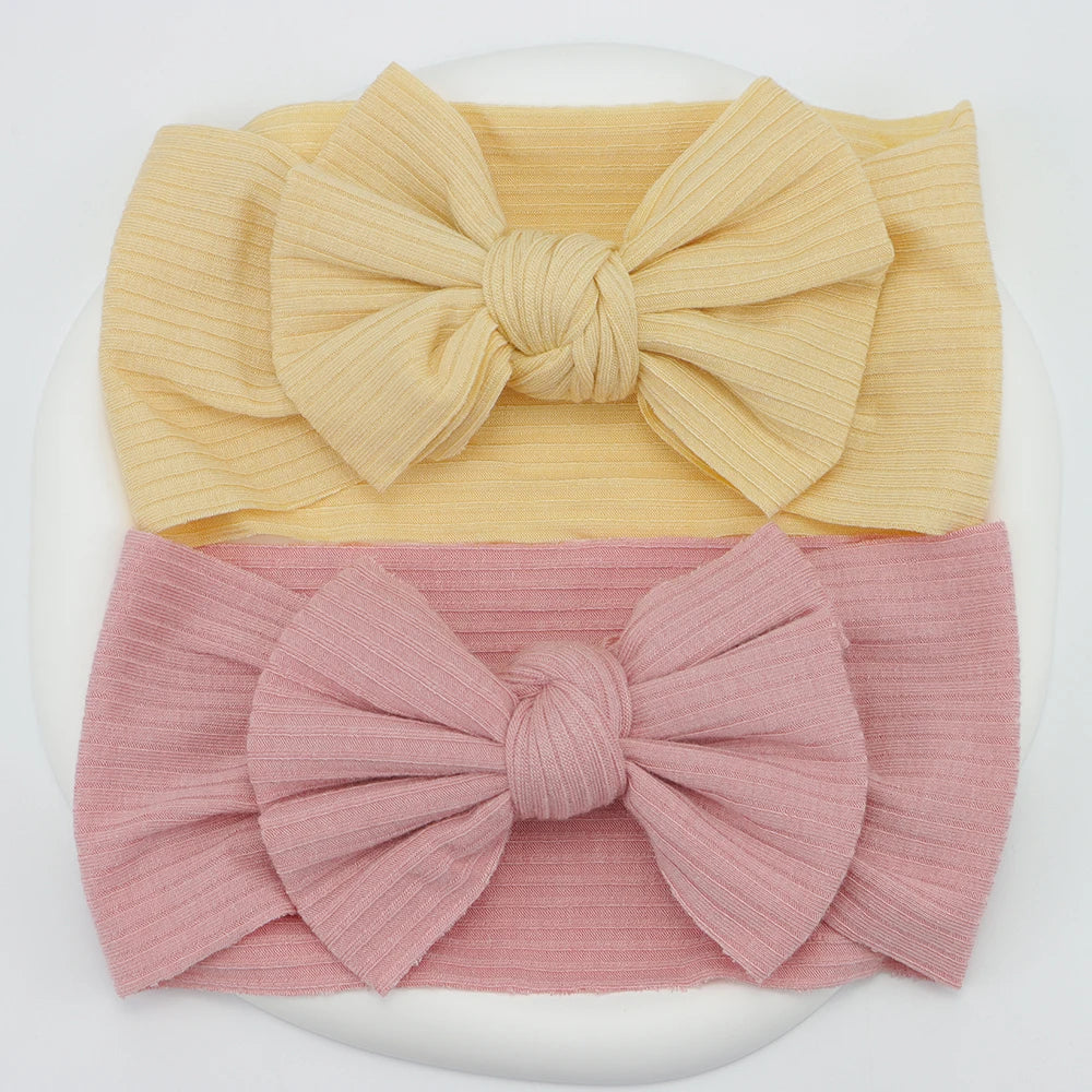 3Pcs/Lot Knit Baby Headband Bow Newborn Elastic Soft Nylon