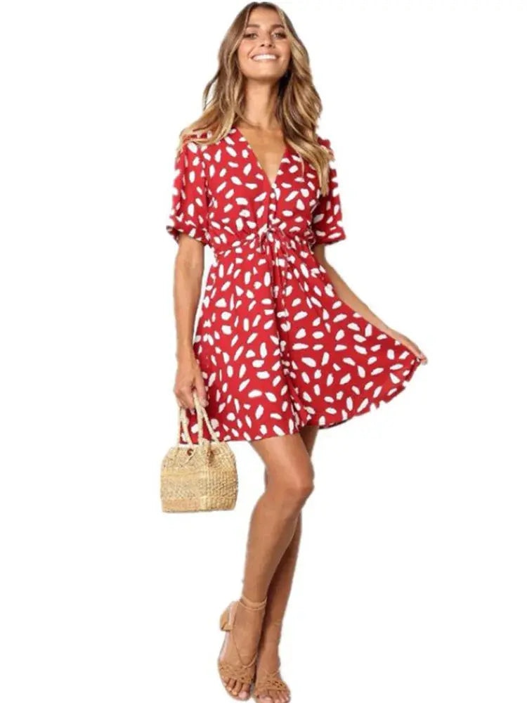 Mini Summer  Women V Neck Casual Beach Sexy Sundress Pleasant Product Express Inc