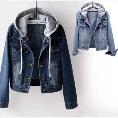 Women's Denim Coat Hooded Single Breasted Button Jackets Pleasant Product Express Inc