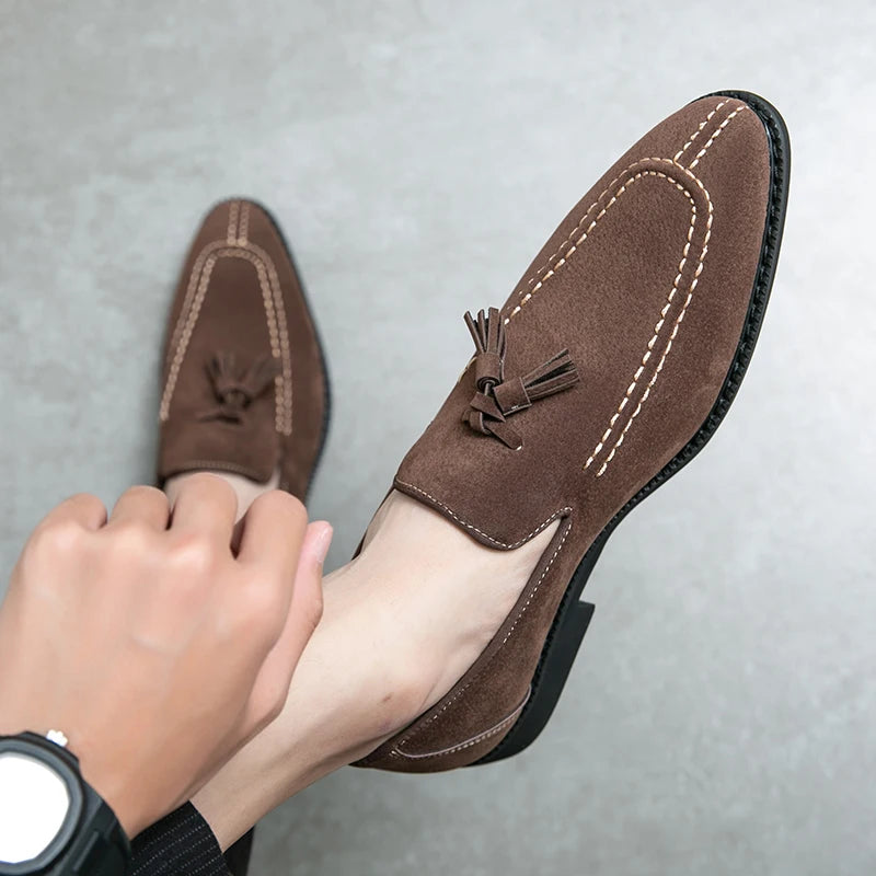 Men's Loafers Brand Suede Leather Shoes