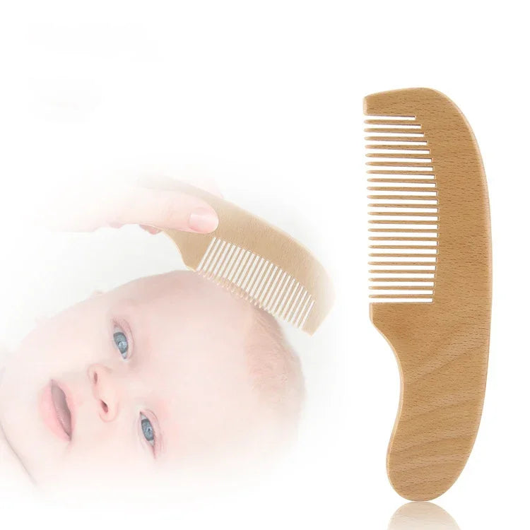 Newborn Wooden Brush Baby Natural Wool Comb