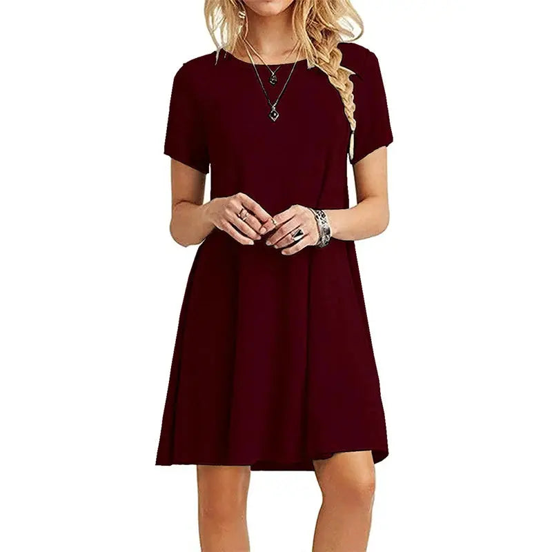 Vintage O Neck Print Loose Mini Dress Pleasant Product Express Inc