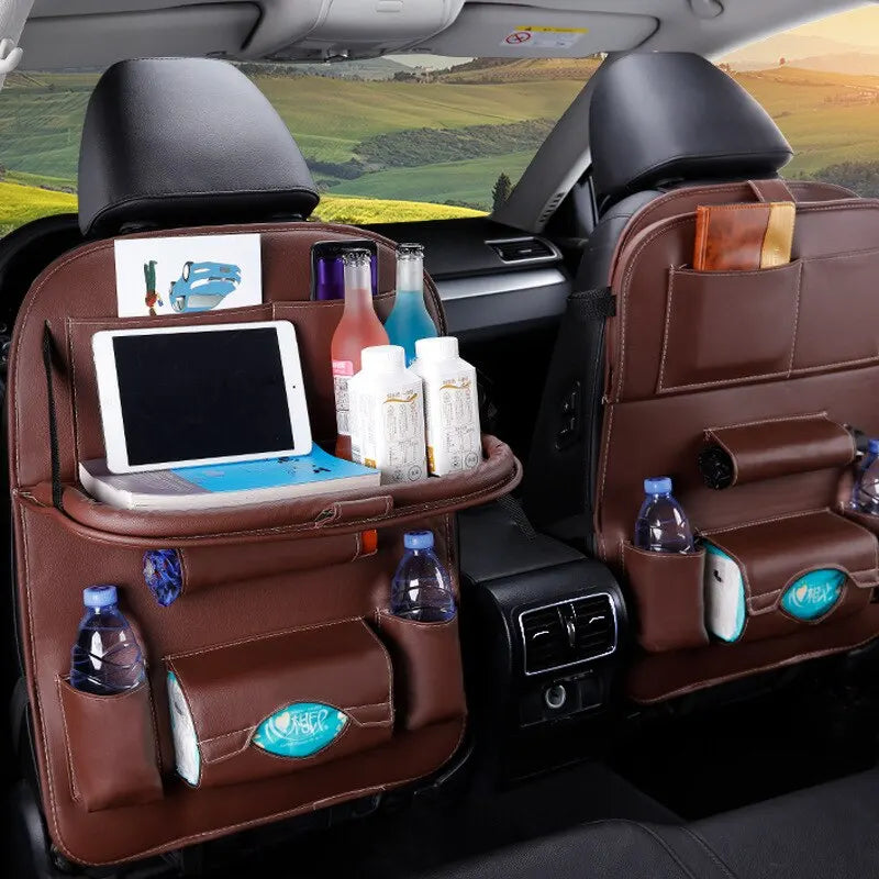 Car Seat Organizer with Foldable Table Tray PU Leather - Pleasant Product