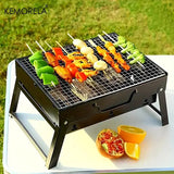 Portable BBQ Charcoal Grill Stainless Steel Small Mini  Tool Kit Outdoor Pleasant Product Express Inc