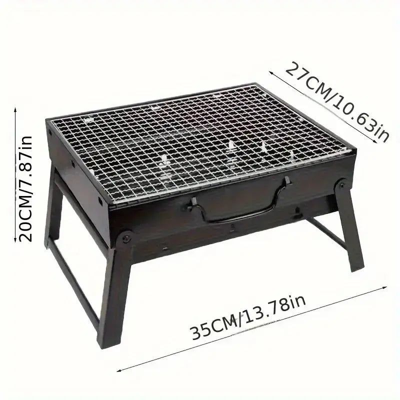 Portable BBQ Charcoal Grill Stainless Steel Small Mini  Tool Kit Outdoor Pleasant Product Express Inc