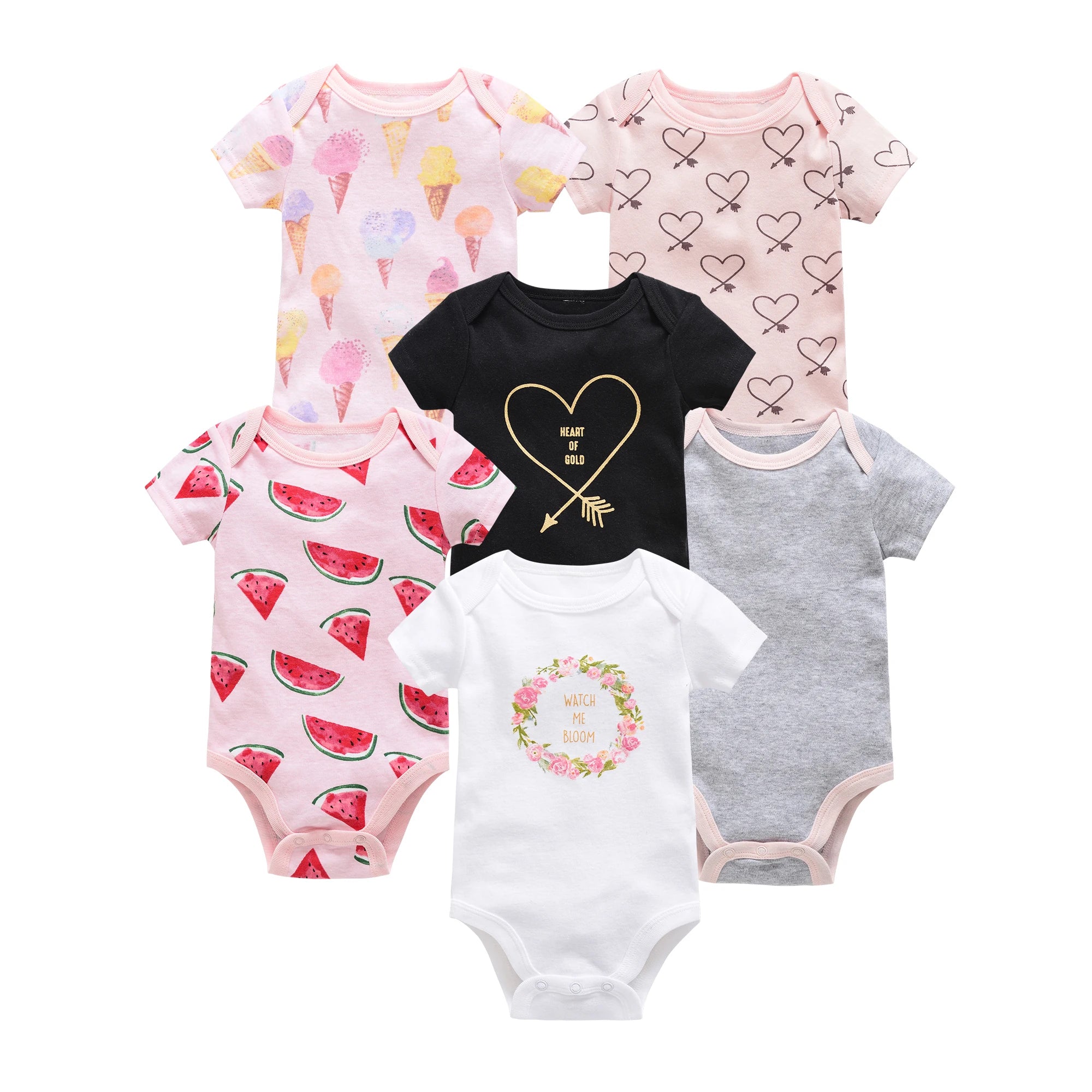 Baby Girls Clothes 3  pcs/ Cotton Short Sleeve Girl Bodysuit