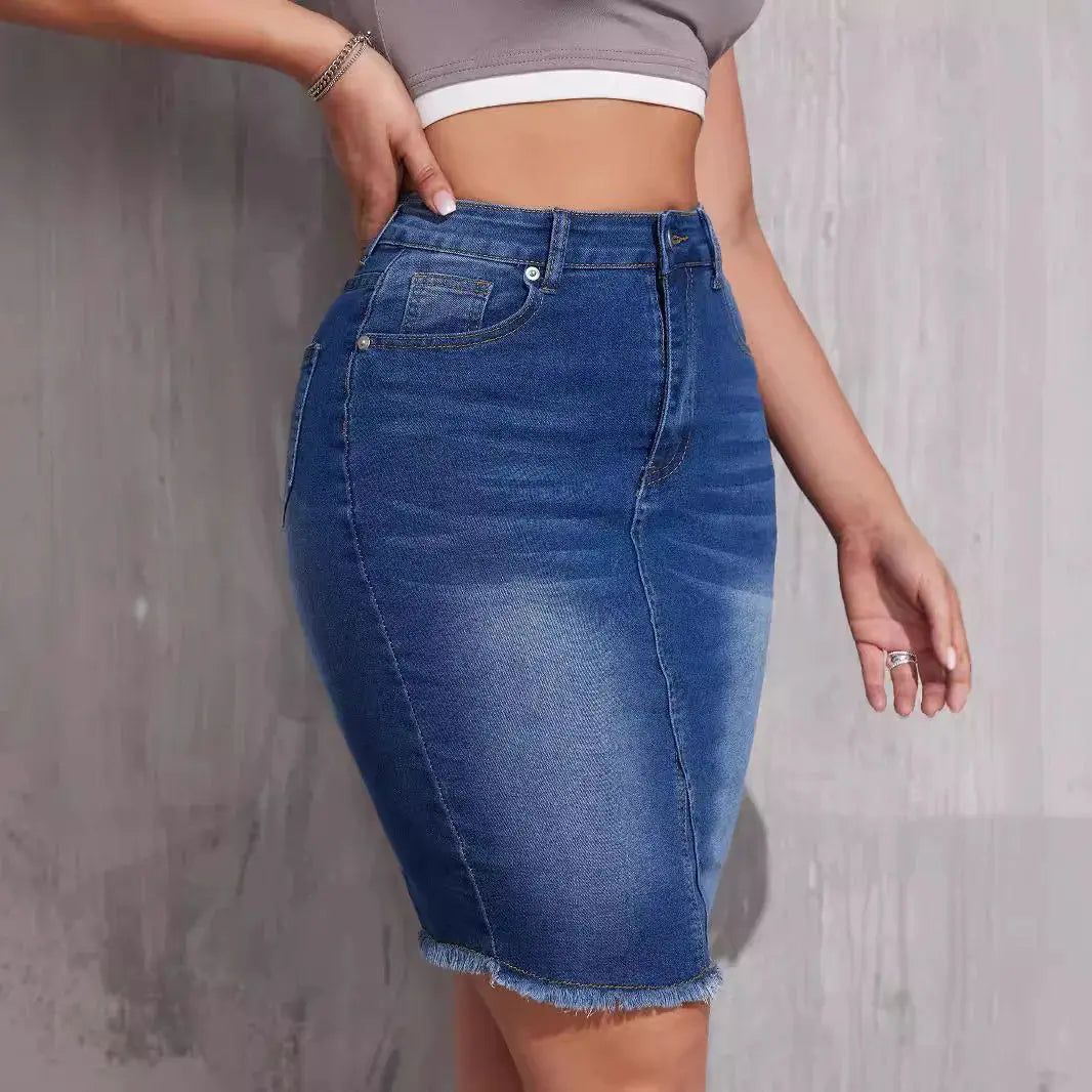 Women Denim Skirts Straight High Waist Hip Wrap Stretch Pleasant Product Express Inc