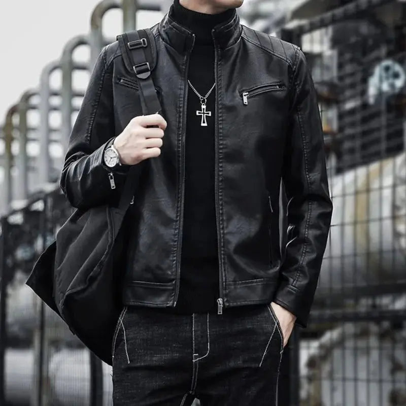 Men Leather Suit Jacket Slim Fit Short Coat Pleasant Product Express Inc