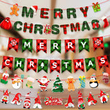 Merry Christmas Banners Decoration Santa Claus Snowman Paper Hanging