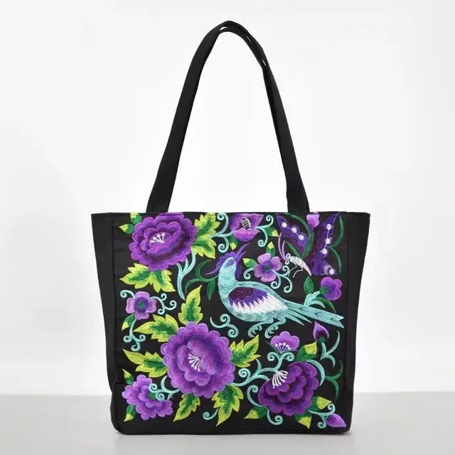 Ethnic Style Embroidery Shoulder Bag Large Capacity Pleasant Product Express Inc