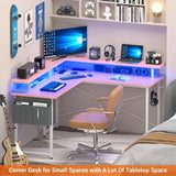 Gaming Desk L Shaped With LED Lights