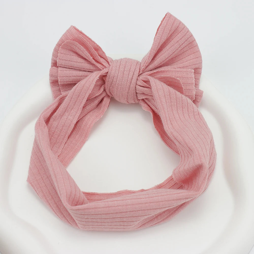 3Pcs/Lot Knit Baby Headband Bow Newborn Elastic Soft Nylon