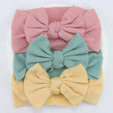 3Pcs/Lot Knit Baby Headband Bow Newborn Elastic Soft Nylon