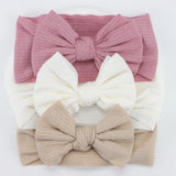 3Pcs/Lot Knit Baby Headband Bow Newborn Elastic Soft Nylon