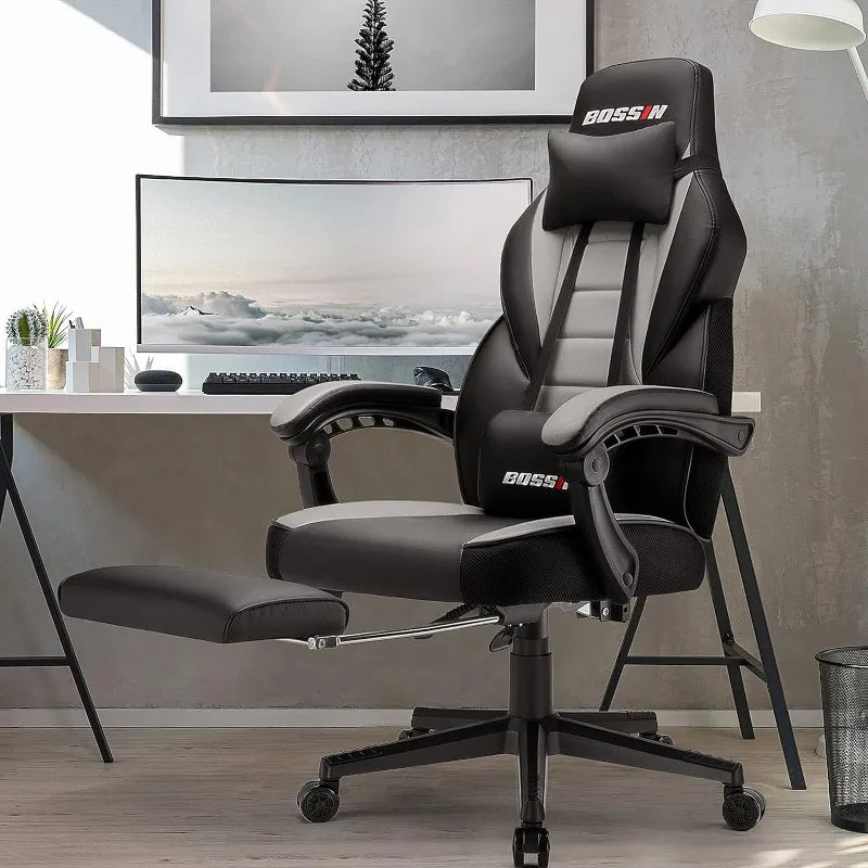 Gaming Chair with Massage Ergonomic Heavy Duty Design with Footrest and Lumbar Support