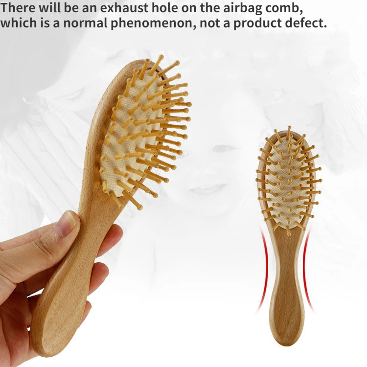 Newborn Wooden Brush Baby Natural Wool Comb