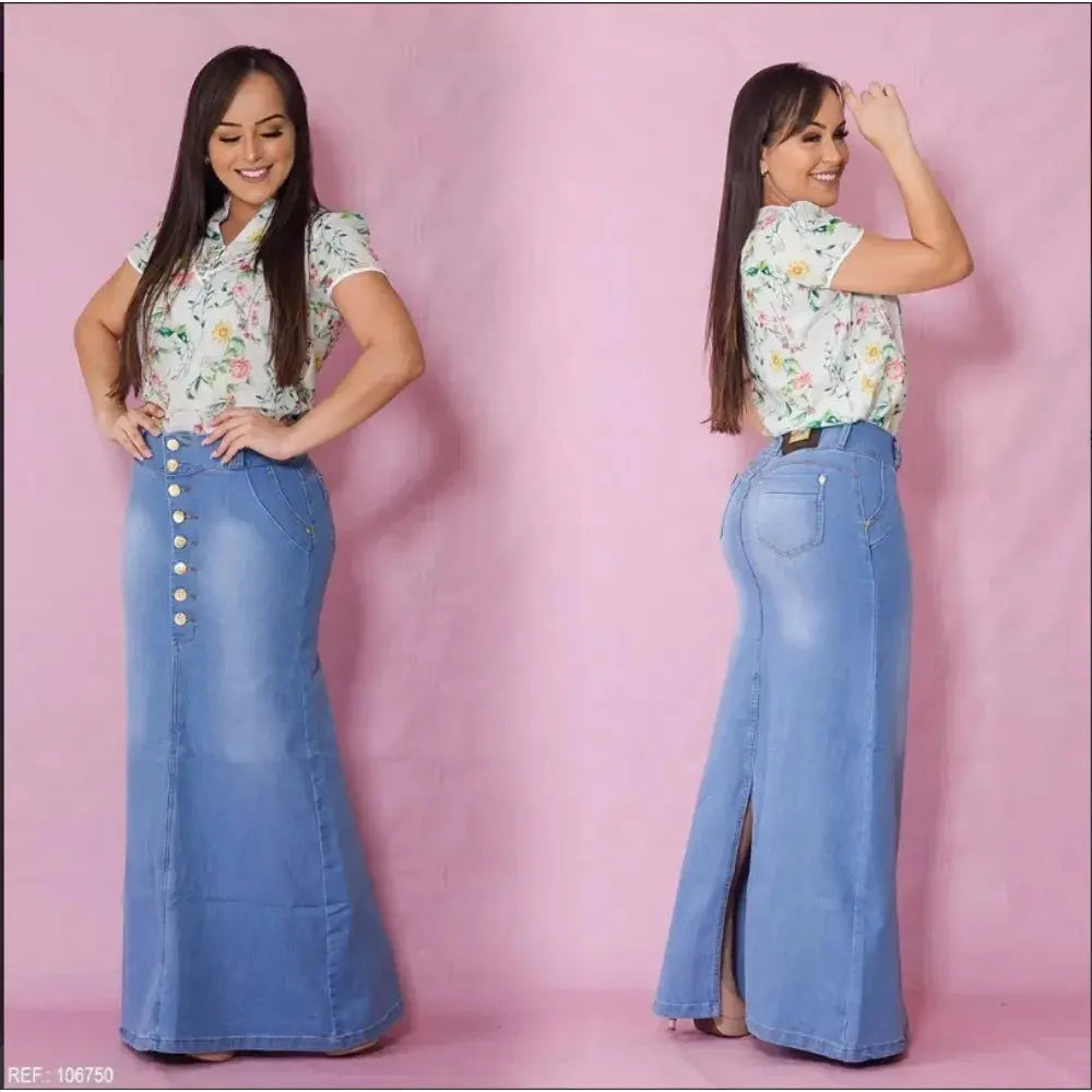 Women's Skirts Denim Solid Vestidos Slim Fit Dress Ankle Length Sexy Wrap Buttocks Pleasant Product Express Inc