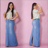 Women's Skirts Denim Solid Vestidos Slim Fit Dress Ankle Length Sexy Wrap Buttocks Pleasant Product Express Inc