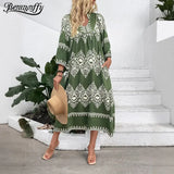 Ethnic Style Geo Print Loose Dress Women's Casual Pleasant Product Express Inc