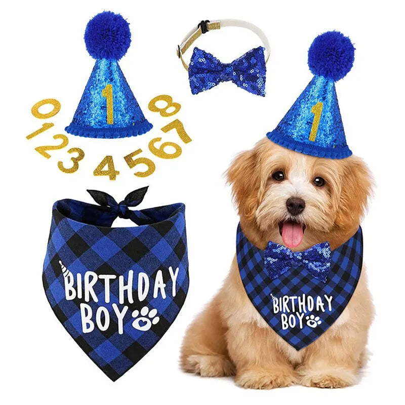 Dog Birthday Party Decoration Set Pet Triangle Scarf