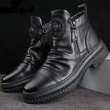 Men's Motorcycle Leather Boots British Style