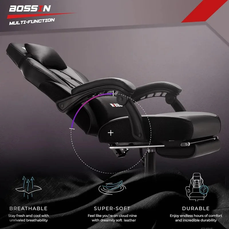 Gaming Chair with Massage Ergonomic Heavy Duty Design with Footrest and Lumbar Support