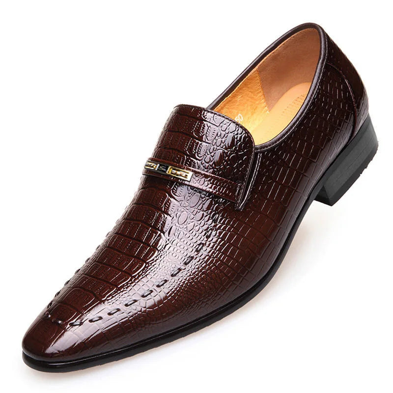 Leather Shoes Men Luxury Crocodile Pattern - Pleasant Product