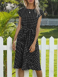 O Neck Polka Dot Summer Dresses Cap Sleeve Women Knee Length Pleasant Product Express Inc