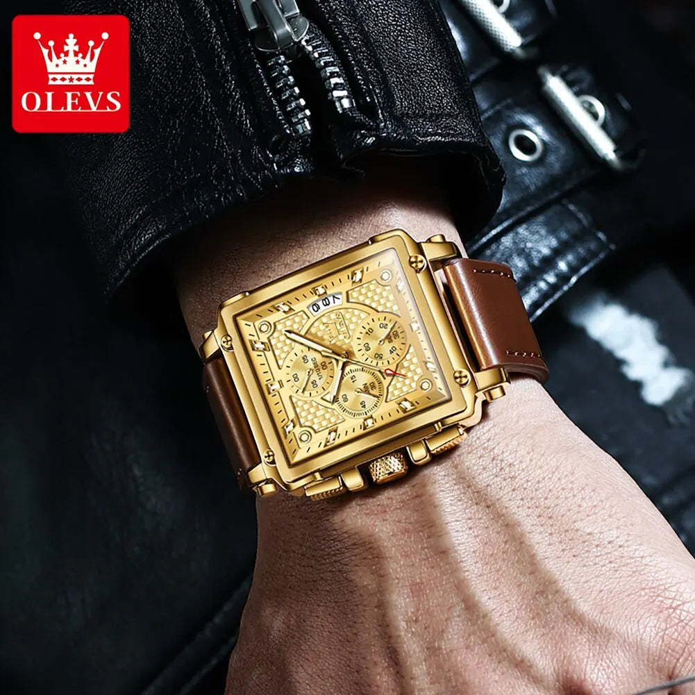 Top Brand Men's Watches Luxury Square Quartz Wrist