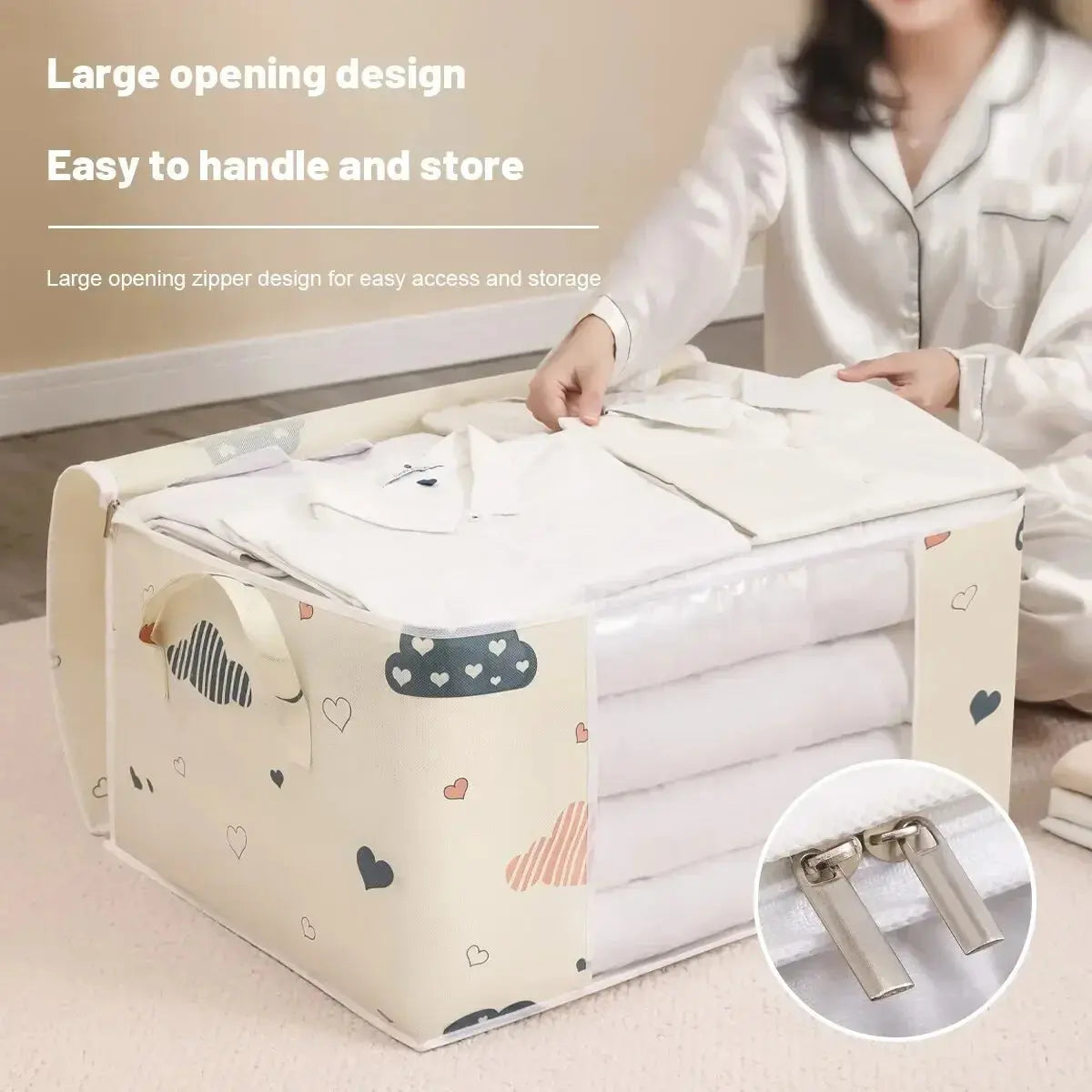 Large Capacity Clothes Storage Bag Organizer With Reinforced Handle Pleasant Product Express Inc