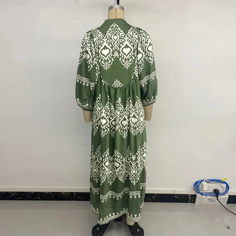 Ethnic Style Geo Print Loose Dress Women's Casual Pleasant Product Express Inc