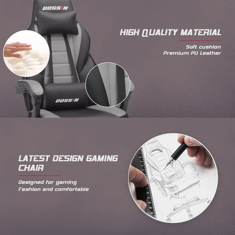 Gaming Chair with Massage Ergonomic Heavy Duty Design with Footrest and Lumbar Support