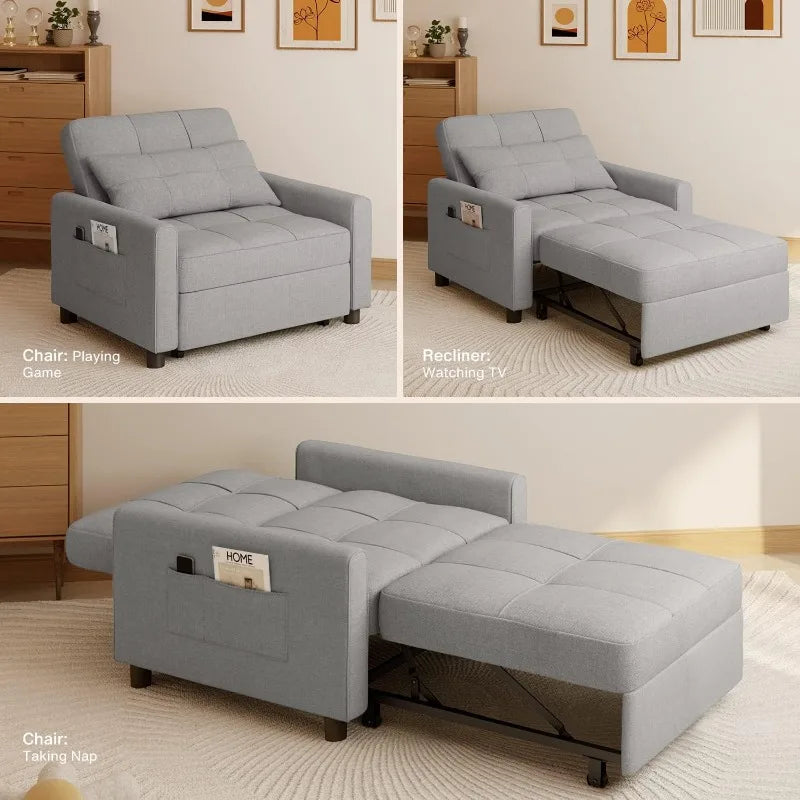 Sleeper Sofa Chair Bed, Convertible Sofa Chair 3-in-1, Adjustable Sleeper Chair Pullout Sofa Bed