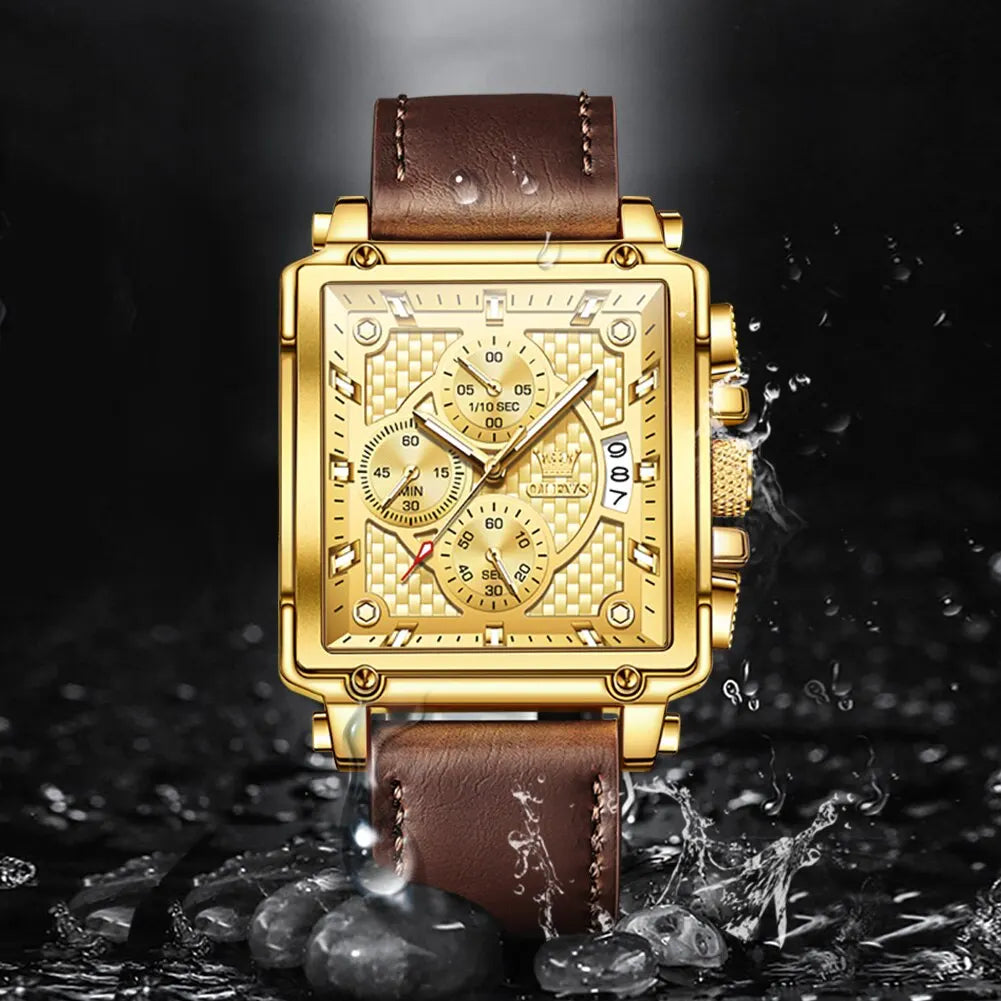 Top Brand Men's Watches Luxury Square Quartz Wrist