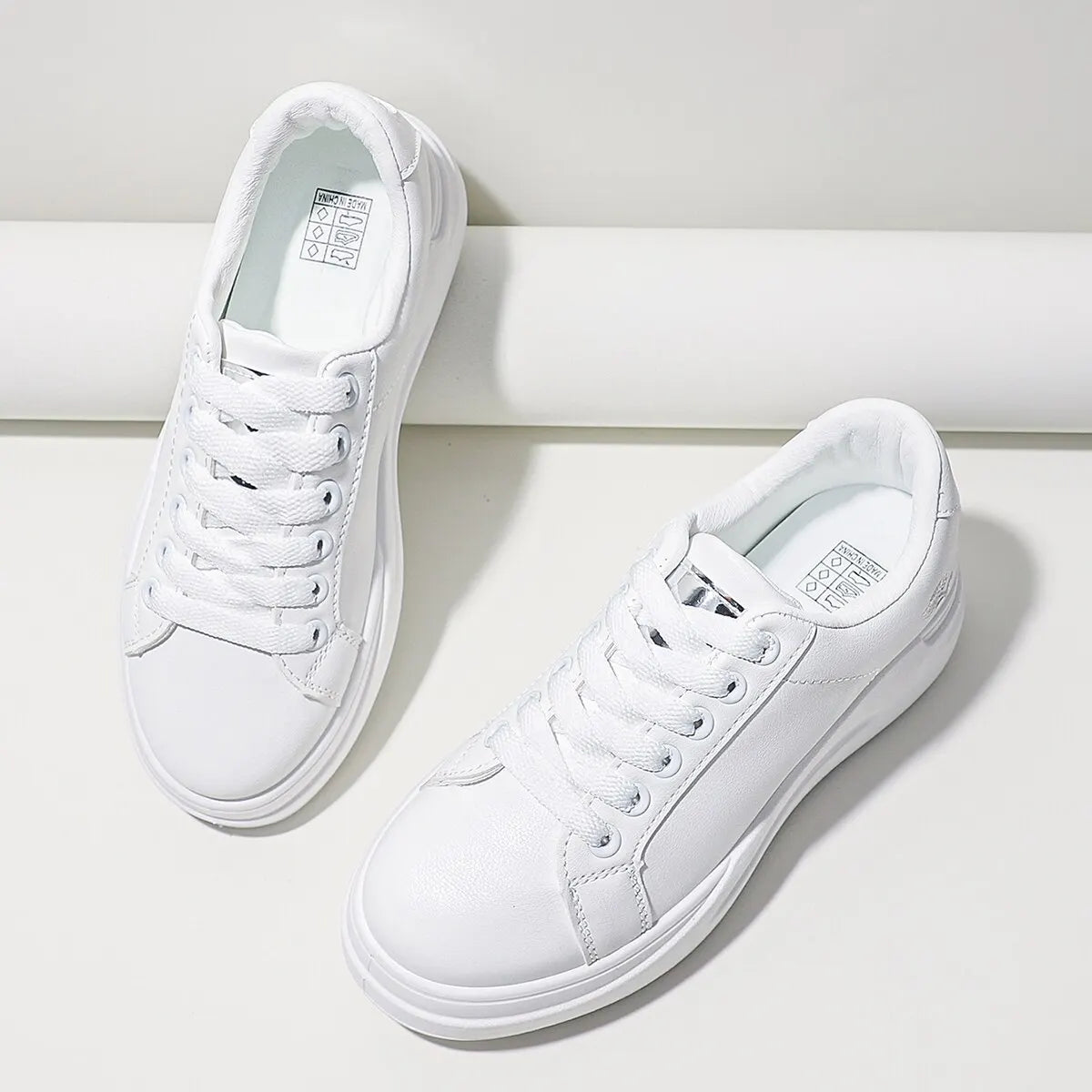 Women's Casual Sneakers White Metallic