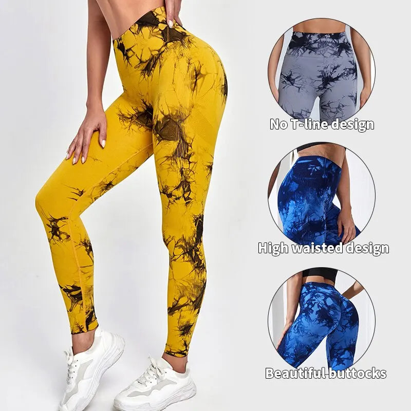 Tie Dye Yoga Pants Sport Leggings Women Seamless High Waist