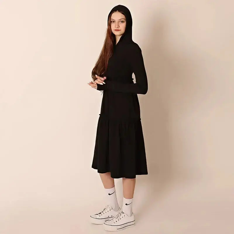 Woman Pullover Hoodie Maxi Dress with Zip Pleasant Product Express Inc