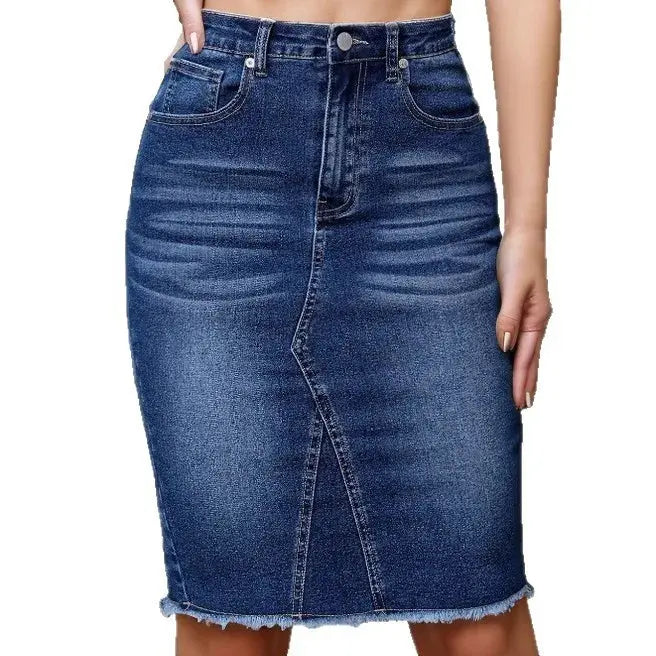 Women Denim Skirts Straight High Waist Hip Wrap Stretch Pleasant Product Express Inc