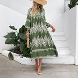 Ethnic Style Geo Print Loose Dress Women's Casual Pleasant Product Express Inc