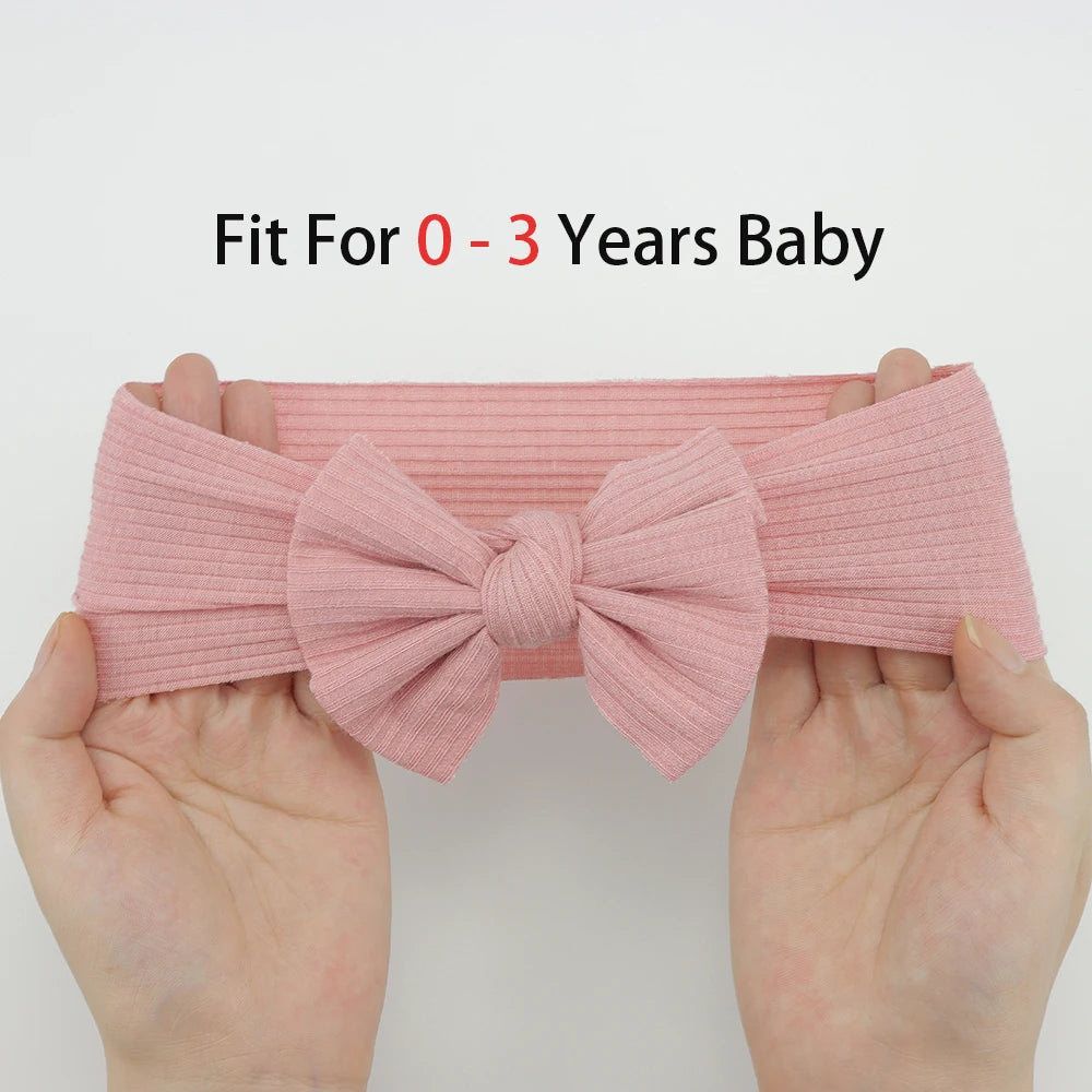 3Pcs/Lot Knit Baby Headband Bow Newborn Elastic Soft Nylon