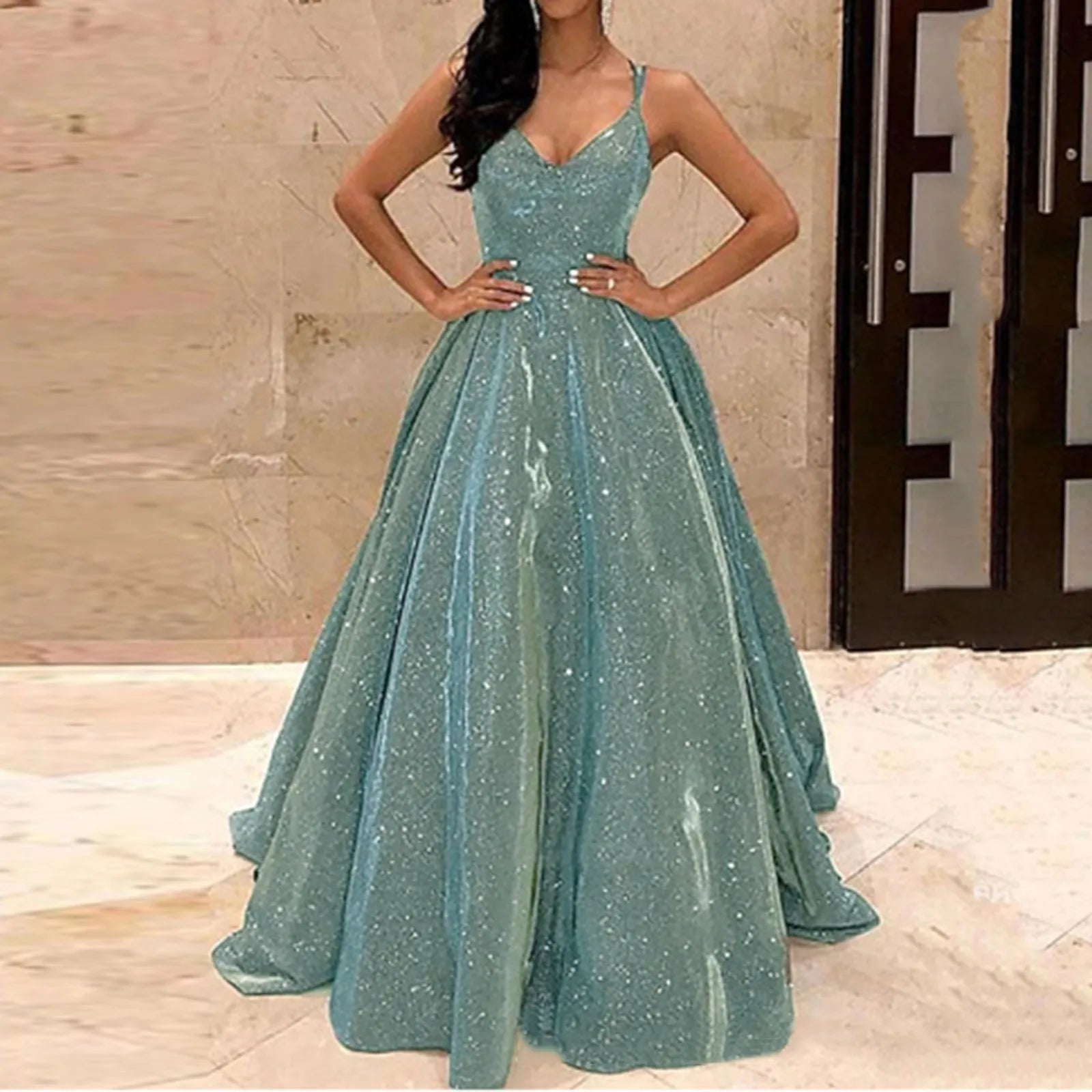 Sling Slim Dress Evening Dress Long Silk Dress for Women