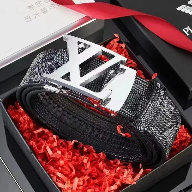 Genuine Leather Automatic Buckle Unisex Waistband Versatile Belt Pleasant Product Express Inc