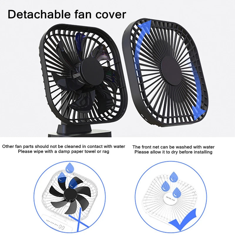 90° Folding Fan 5000mAh Battery USB Timing Desktop Cooling Fan