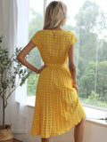 O Neck Polka Dot Summer Dresses Cap Sleeve Women Knee Length Pleasant Product Express Inc