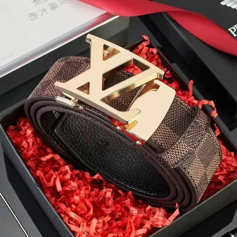 Genuine Leather Automatic Buckle Unisex Waistband Versatile Belt Pleasant Product Express Inc