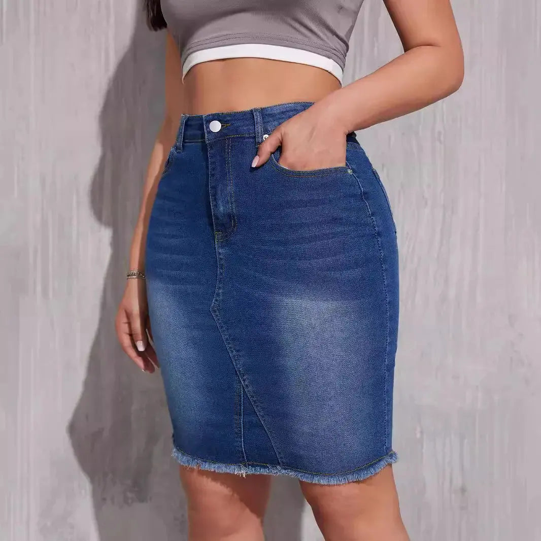 Women Denim Skirts Straight High Waist Hip Wrap Stretch Pleasant Product Express Inc