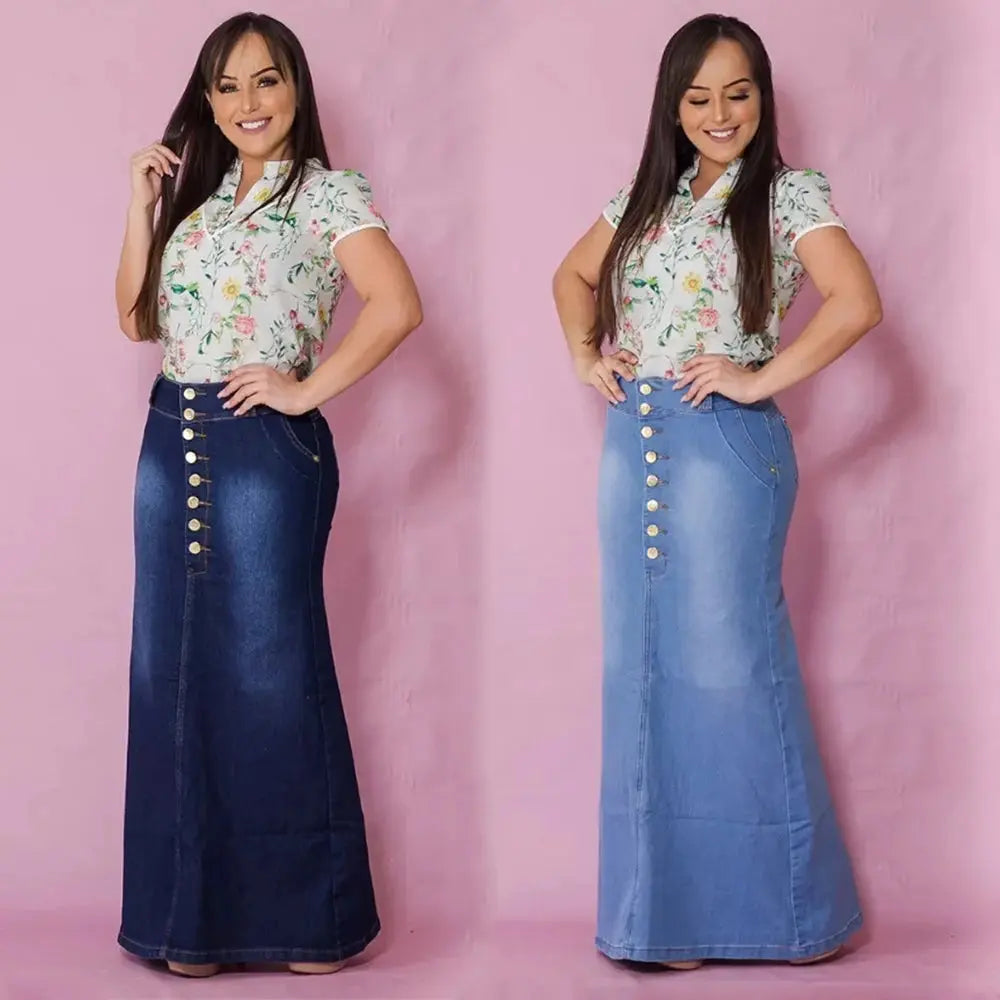 Women's Skirts Denim Solid Vestidos Slim Fit Dress Ankle Length Sexy Wrap Buttocks Pleasant Product Express Inc