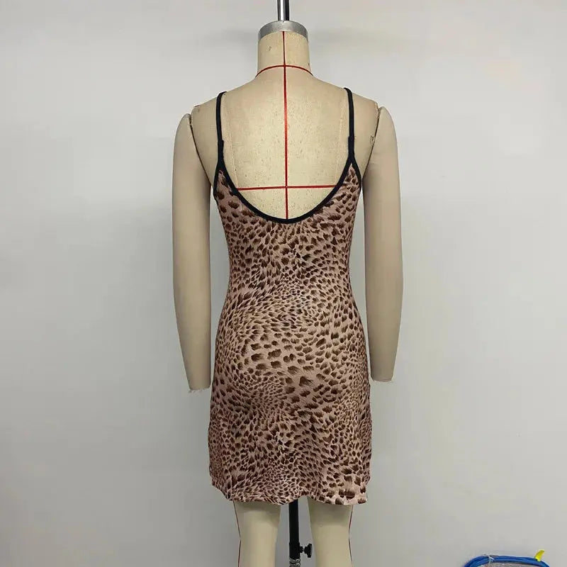 Leopard Print V-neck Sexy Short Dress Pleasant Product Express Inc