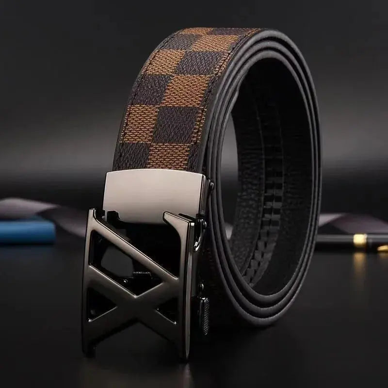 Genuine Leather Automatic Buckle Unisex Waistband Versatile Belt Pleasant Product Express Inc